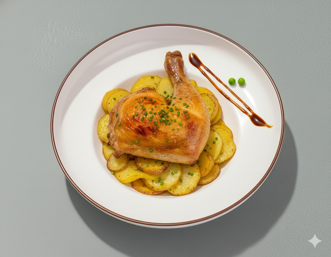 Muslo de Pollo Asado con Patatas